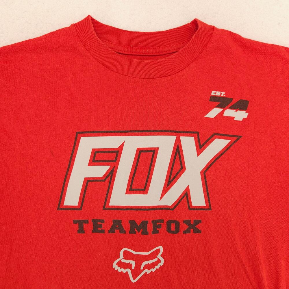 Fox Casual Crew Neck Graphic Short Sleeve T Shirt Mens Size Medium M Red
